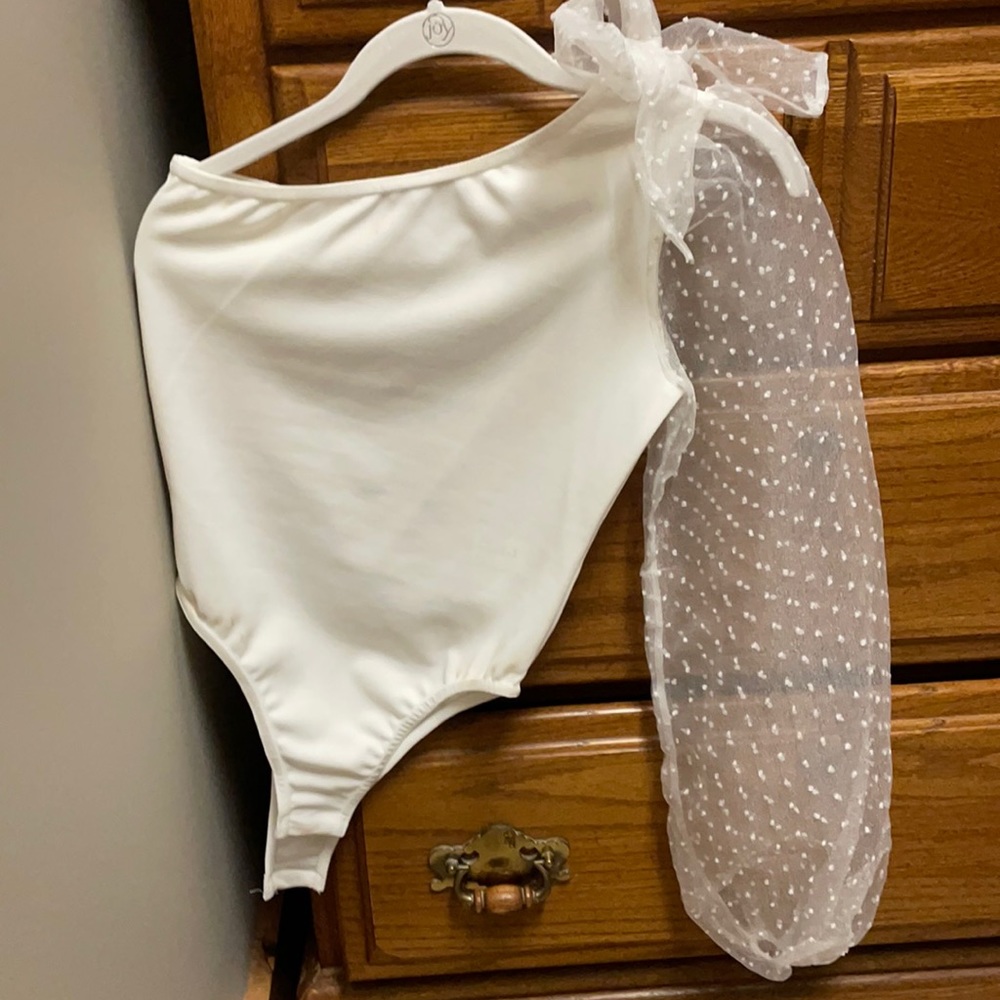 One strap white bodysuit